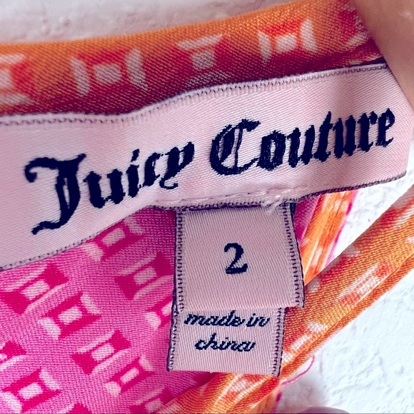 Juicy Couture Print Orang and Pink Sweetheart Dress Size 2 - Picture 3 of 8